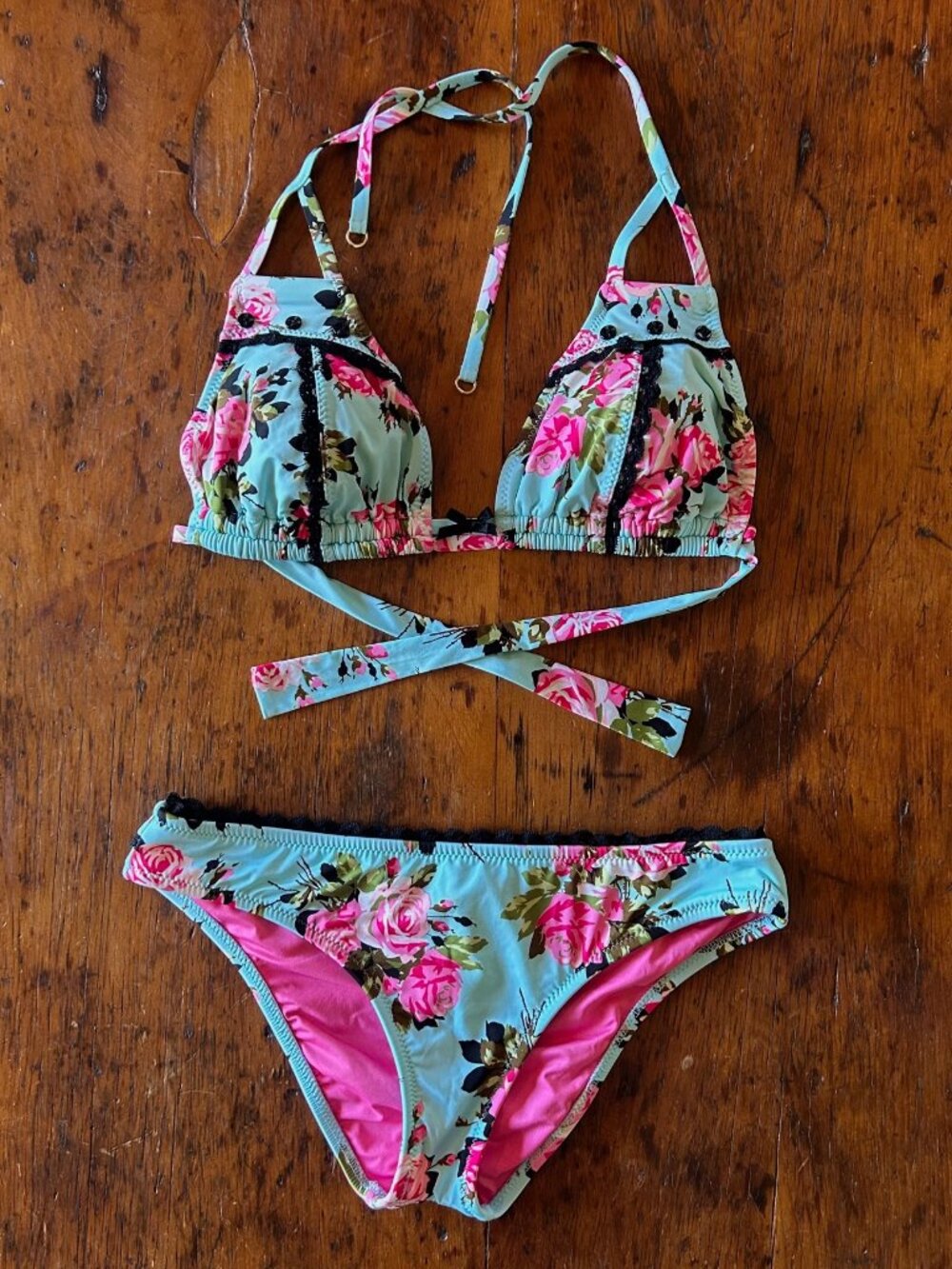 Vintage Betsey Johnson Floral Bikini Set